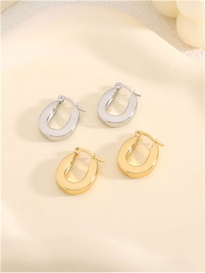 Pendientes aros alargados tubulares pequeño - Acero inoxidable