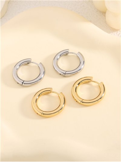 Pendientes aros tubulares - Acero inoxidable