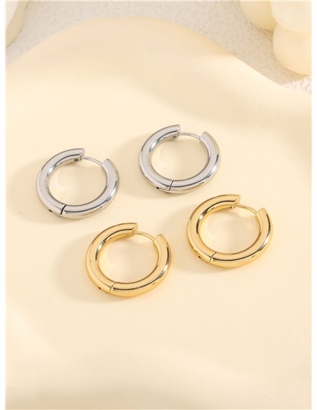 Pendientes aros tubulares - Acero inoxidable