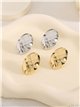 Boucles d'oreilles ovales effet martelé - Acier inoxydable