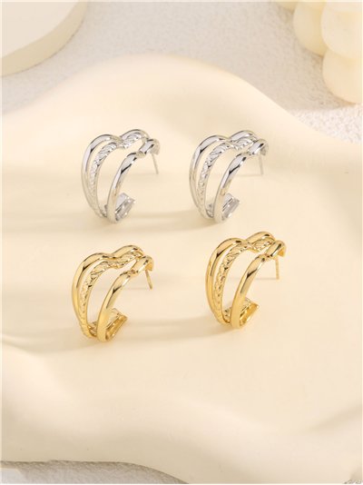 Pendientes efecto triple - Acero inoxidable