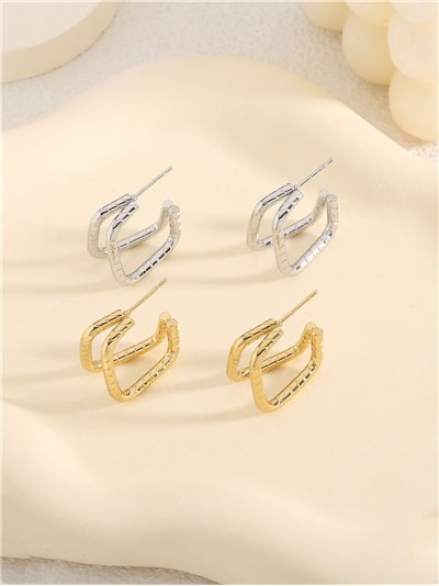 Pendientes cuadrados efecto doble - Acero inoxidable