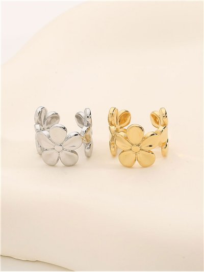Pendientes aros flores - Acero inoxidable