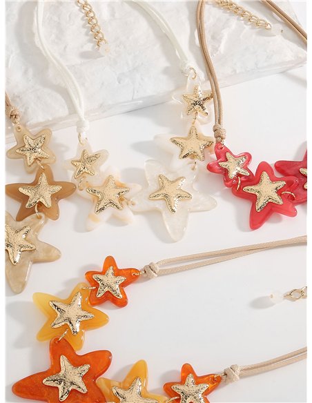 Collar cuerda estrellas de resina - Acero inoxidable