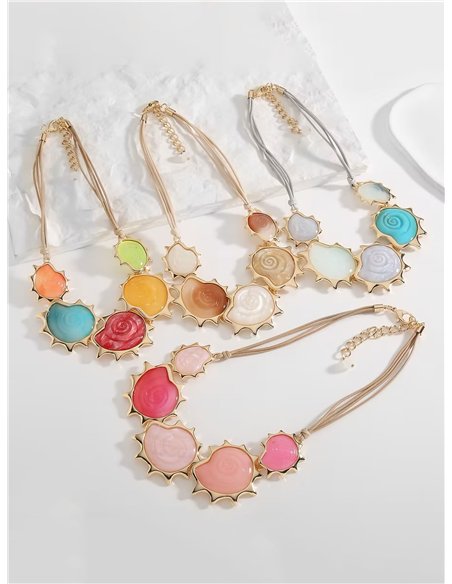 Collar cuerda caracola de resina - Acero inoxidable