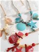 Stone effect rope necklace with resin shell and star - Stainless Steel