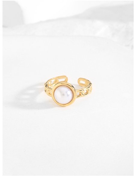 Anillo con perla - Acero inoxidable