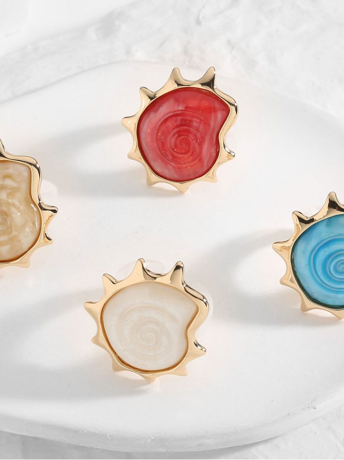 Anillo caracola con resina - Acero inoxidable