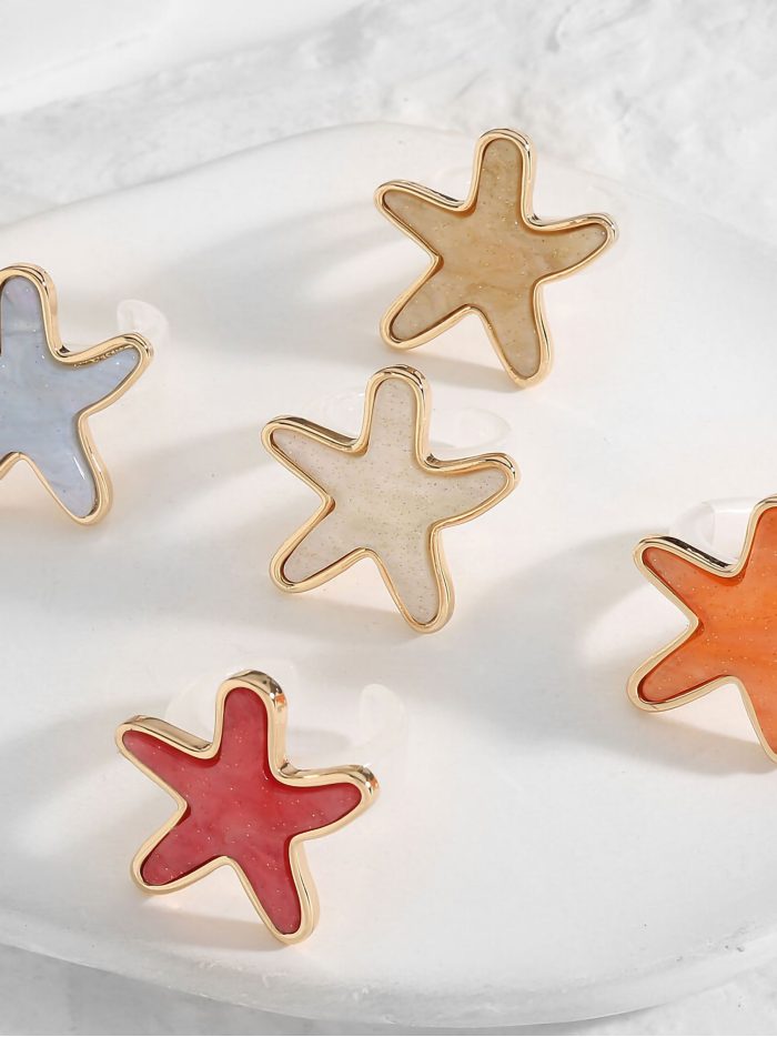 Anillo estrella de mar con resina - Acero inoxidable