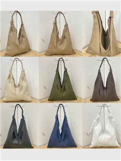 Bolso de hombro piel detalle asa trenzada