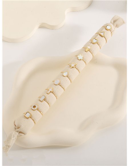 Conjunto de 12 anillos de nácar - Acero inoxidable - Expositor incluido