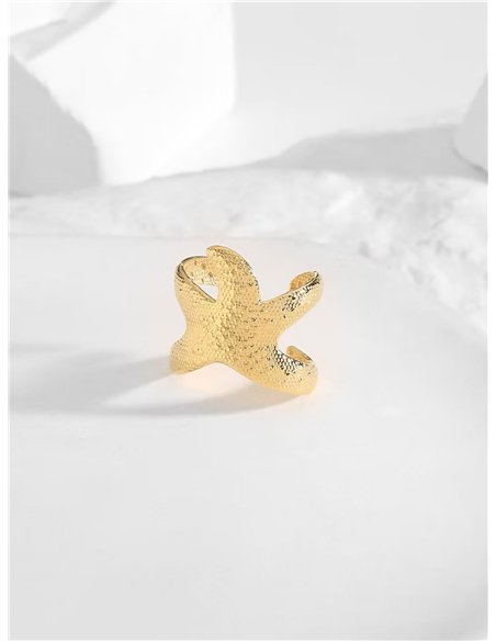 Hammered effect starfish ring - Stainless Steel