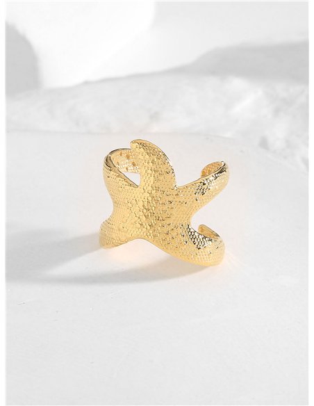 Hammered effect starfish ring - Stainless Steel