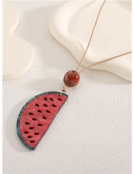 Collar cuerda colgante sandía de resina - Acero inoxidable