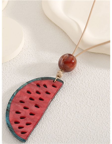 Collar cuerda colgante sandía de resina - Acero inoxidable