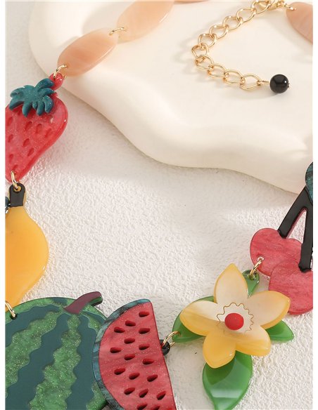 Collar frutas de resina - Acero inoxidable