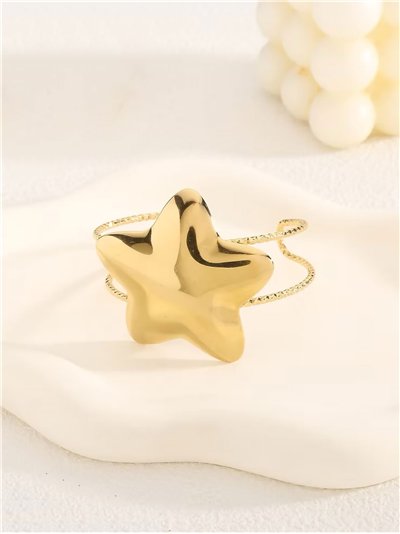 Brazalete abierta rígida estrella - Acero inoxidable