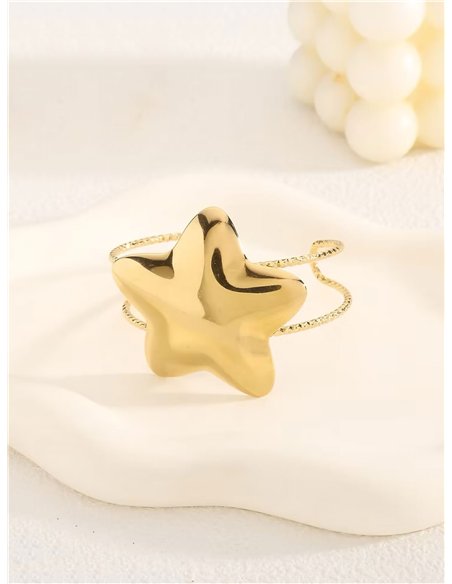 Brazalete abierta rígida estrella - Acero inoxidable