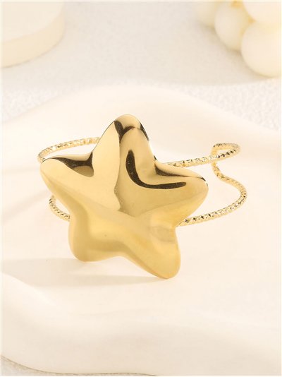 Brazalete abierta rígida estrella - Acero inoxidable 2
