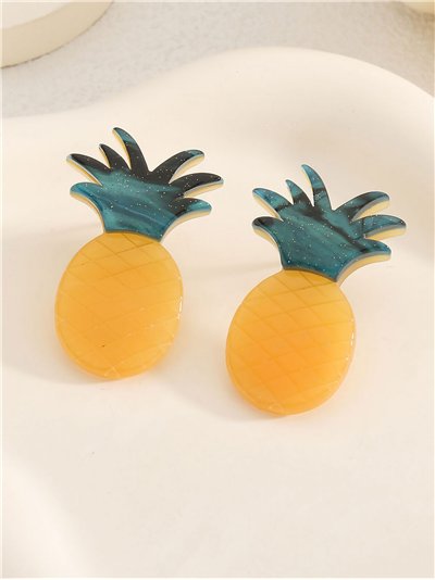 Pendientes piña de resina - Acero inoxidable 2