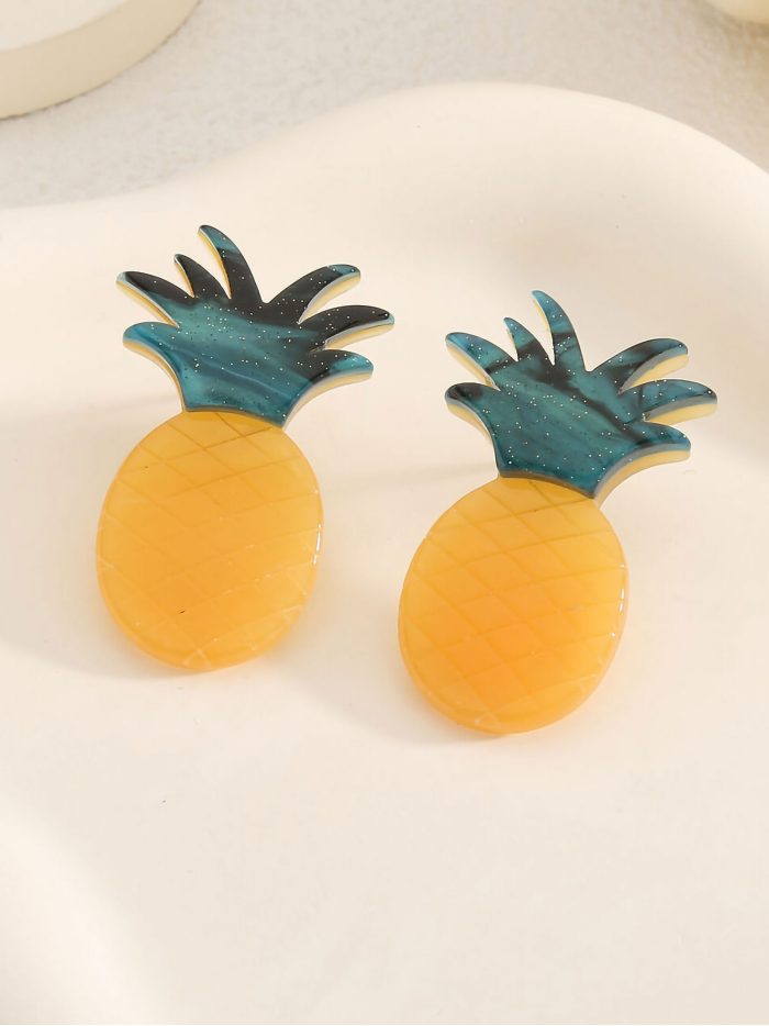 Pendientes piña de resina - Acero inoxidable