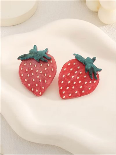 Pendientes fresa de resina - Acero inoxidable