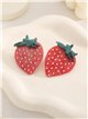 Resin strawberry earrings - Stainless Steel