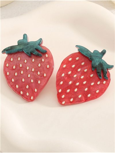 Pendientes fresa de resina - Acero inoxidable 2