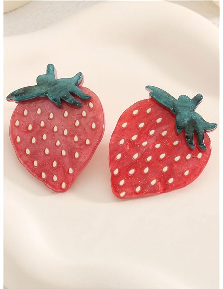 Resin strawberry earrings - Stainless Steel