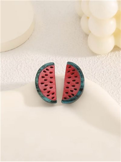 Pendientes sandía de resina - Acero inoxidable