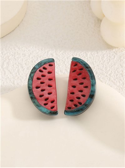 Pendientes sandía de resina - Acero inoxidable 2
