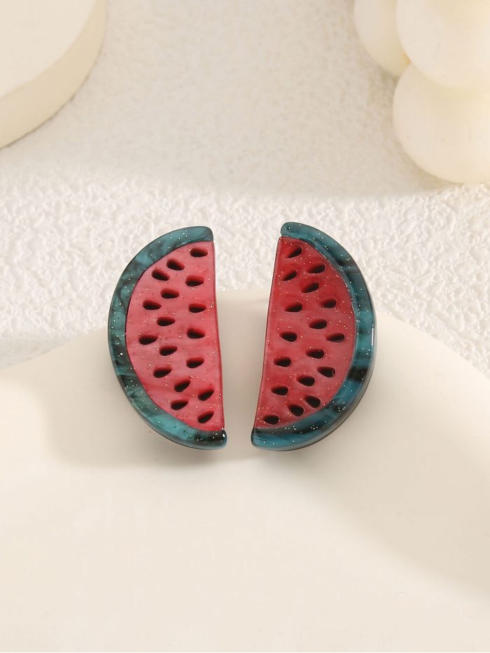 Pendientes sandía de resina - Acero inoxidable