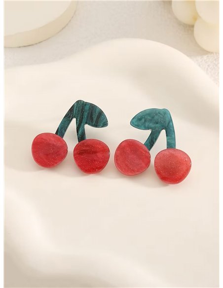 Pendientes cerezas de resina - Acero inoxidable
