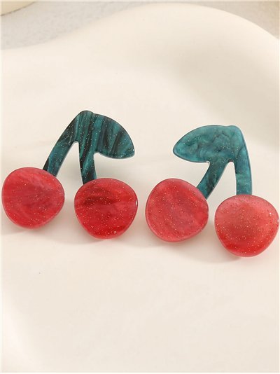 Pendientes cerezas de resina - Acero inoxidable 2