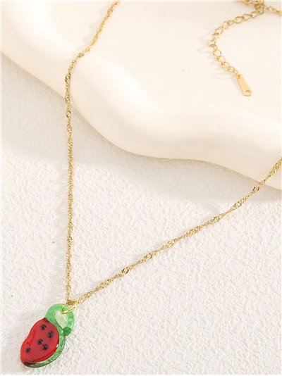 Collar cadena charm sandía de resina - Acero inoxidable 2