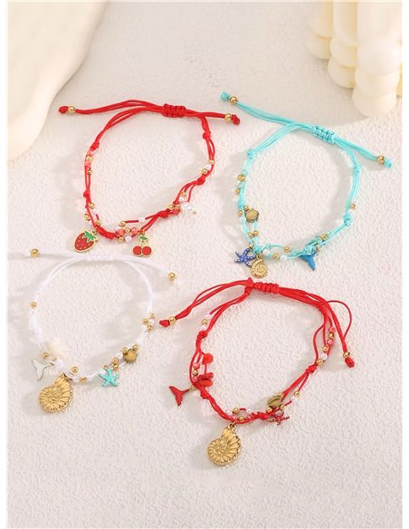 pulseras ajustables de cordón con colgantes acero inoxidable