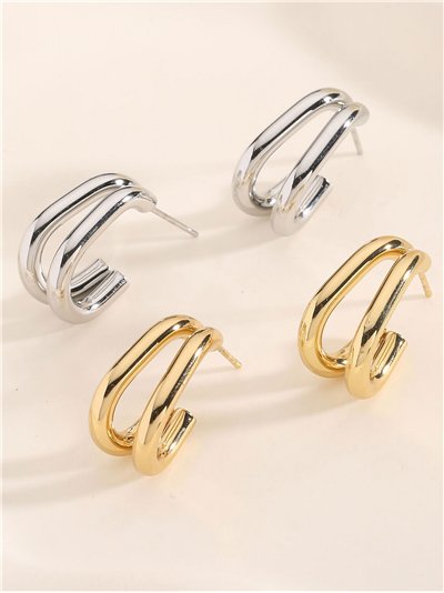 Pendientes aros abiertos pequeños efecto doble - Acero inoxidable 2