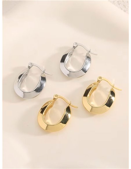 Pendientes aros alargados  - Acero inoxidable