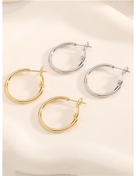 Pendientes aros tubulares 25 mm - Acero inoxidable