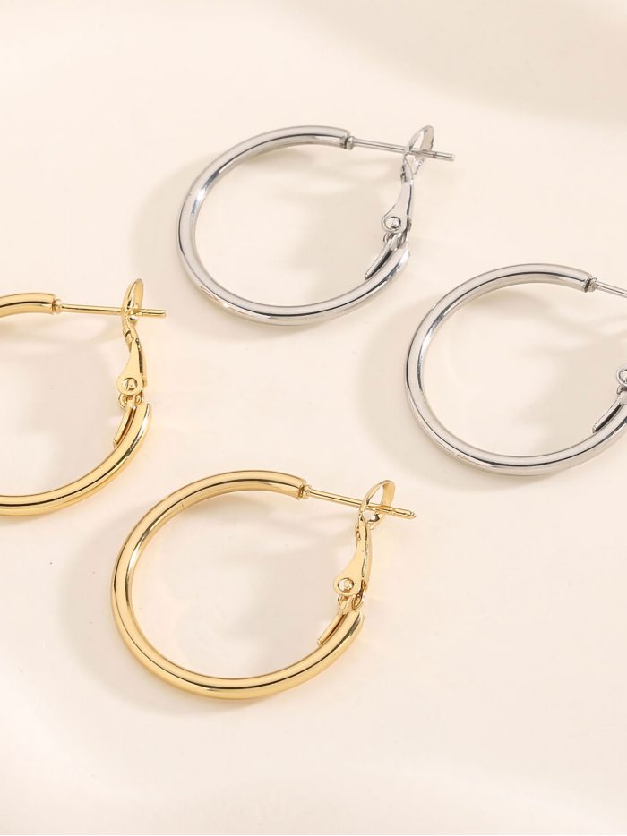 Pendientes aros tubulares 25 mm - Acero inoxidable