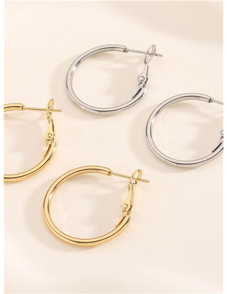 Pendientes aros tubulares 25 mm - Acero inoxidable