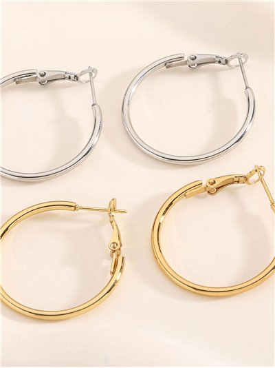 Pendientes aros tubulares 30 mm - Acero inoxidable 2