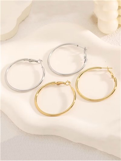 Pendientes aros tubulares - Acero inoxidable