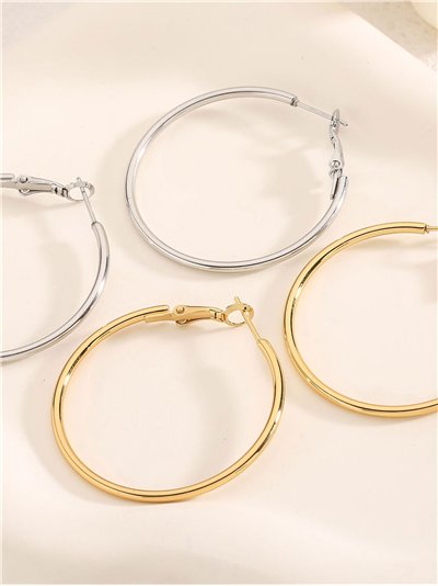 Pendientes aros tubulares - Acero inoxidable 2