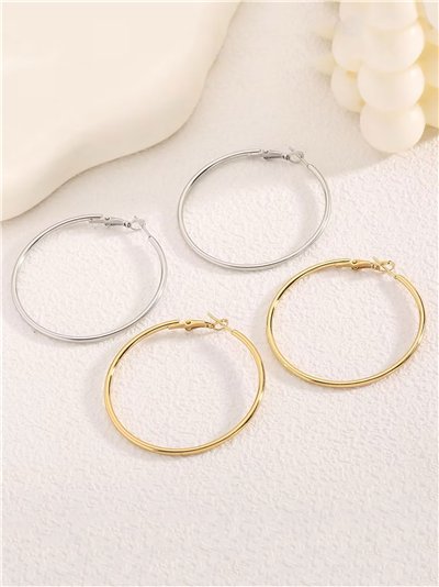Pendientes aros tubulares - Acero inoxidable