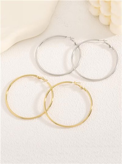 Pendientes aros tubulares 60 mm - Acero inoxidable