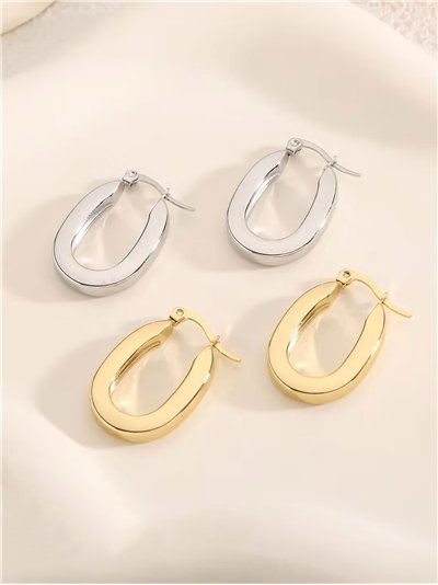 Pendientes aros alargados  - Acero inoxidable