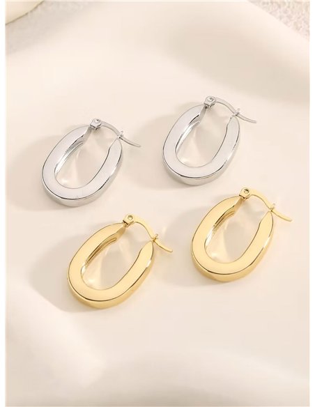 Pendientes aros alargados  - Acero inoxidable