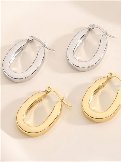Pendientes aros alargados  - Acero inoxidable 2