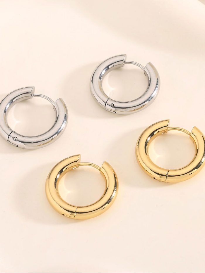 Pendientes aros tubulares - Acero inoxidable